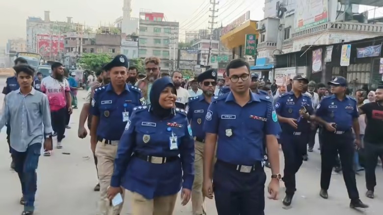 Dhaka District Police Superintendent's Operation to Free Illegal Footpaths in Kadamtali, Keraniganj